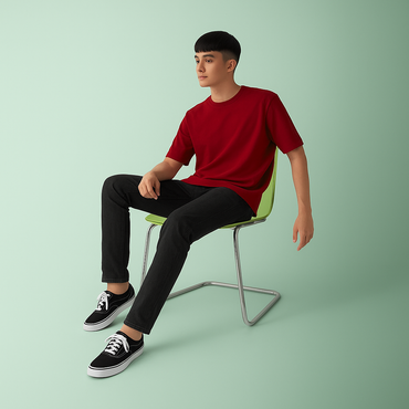 Premium Cotton Round Neck T-Shirt for Men – Red | Yansa