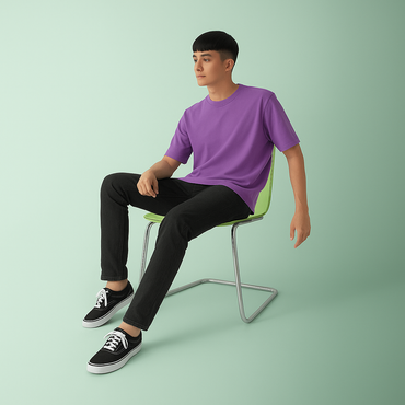 Premium Cotton Round Neck T-Shirt for Men – Purple | Yansa