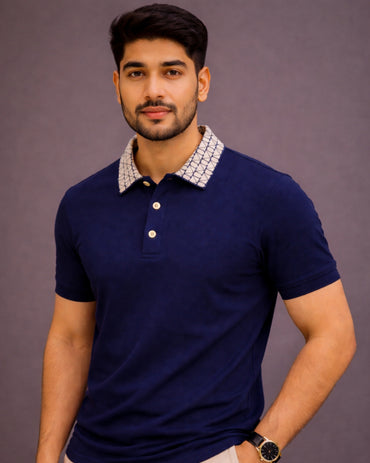 Geometric Collar Olive Green Premium Polo T-Shirt