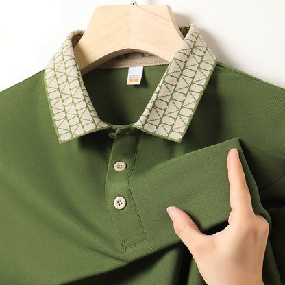 Geometric Collar Olive Green Premium Polo T-Shirt