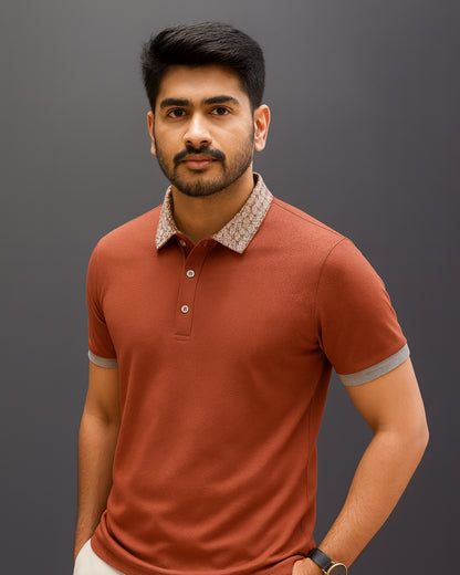 Geometric Crest Collar Polo T-Shirt – Elevate Your Everyday Style