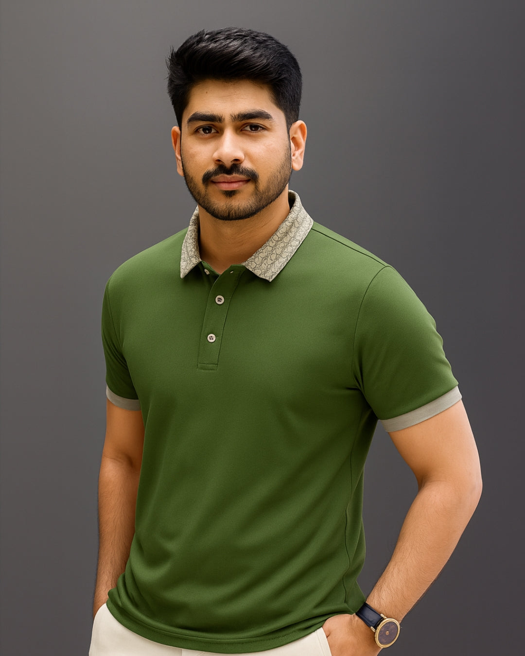 Geometric Crest Collar Polo T-Shirt – Elevate Your Everyday Style