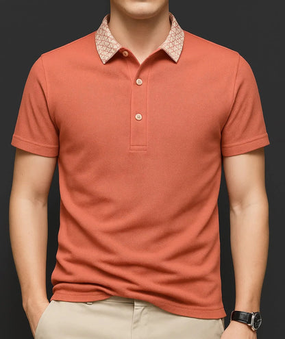 Geometric Collar Olive Green Premium Polo T-Shirt