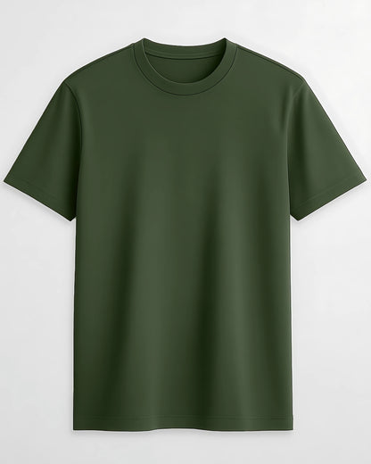 Premium Cotton Round Neck T-Shirt for Men – Olive Green | Yansa