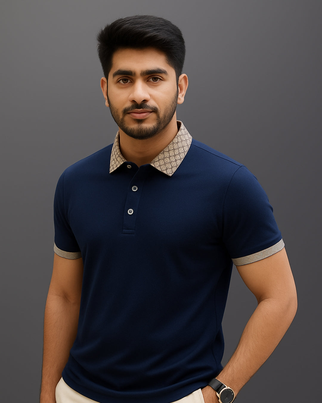 Geometric Crest Collar Polo T-Shirt – Elevate Your Everyday Style