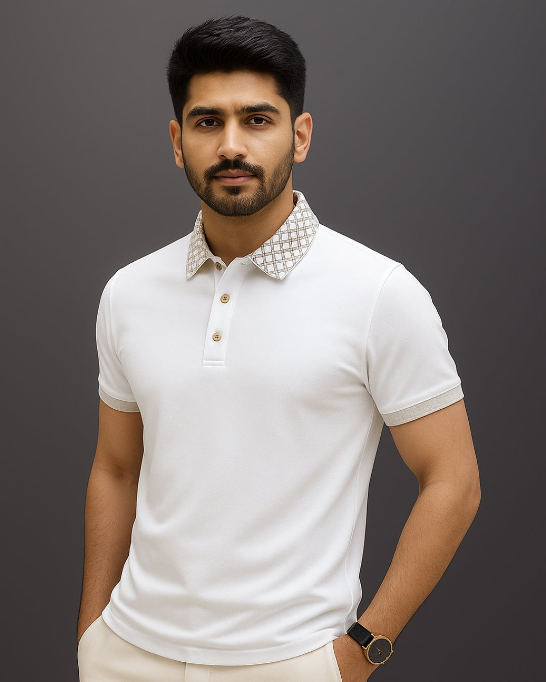 Geometric Crest Collar Polo T-Shirt – Elevate Your Everyday Style