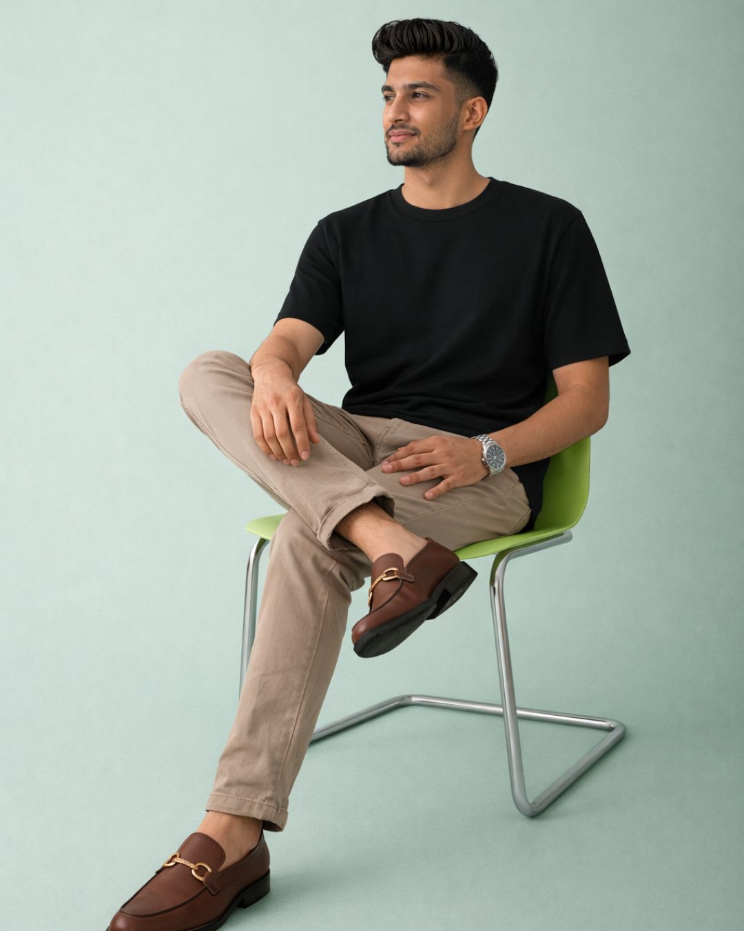 Premium Cotton Round Neck T-Shirt for Men – Black | Yansa