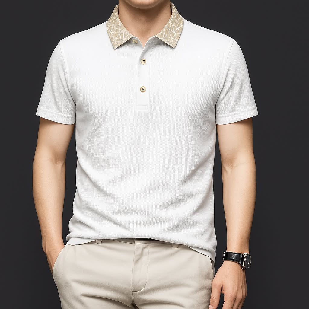 Geometric Collar Olive Green Premium Polo T-Shirt