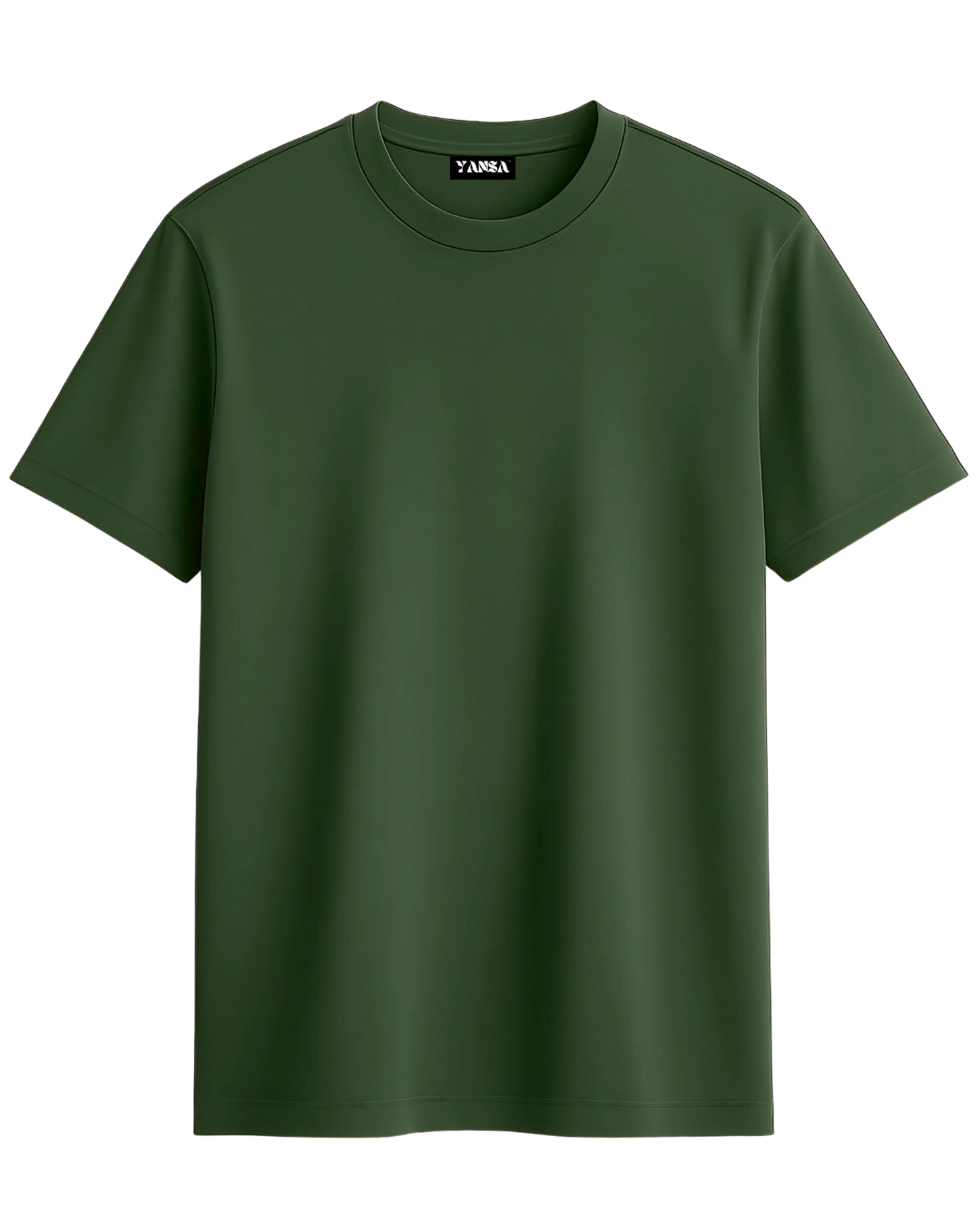 Premium Cotton Round Neck T-Shirt for Men – Olive Green | Yansa