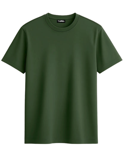 Premium Cotton Round Neck T-Shirt for Men – Olive Green | Yansa