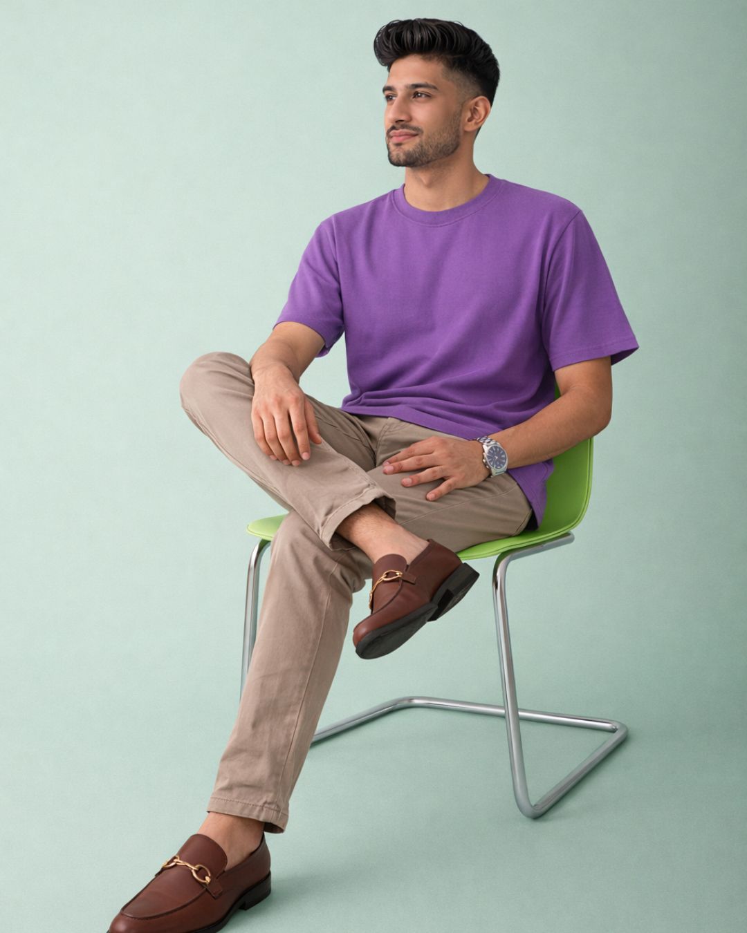 Premium Cotton Round Neck T-Shirt for Men – Purple | Yansa