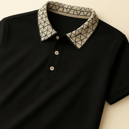Geometric Collar Olive Green Premium Polo T-Shirt