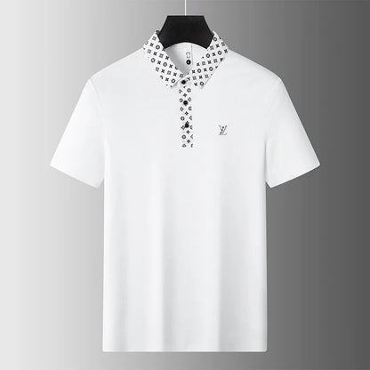 Monogram Accent Luxury White Polo T-Shirt