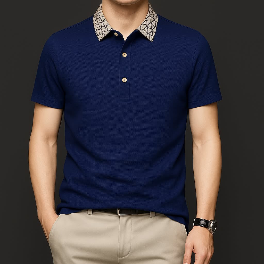 Geometric Collar Olive Green Premium Polo T-Shirt