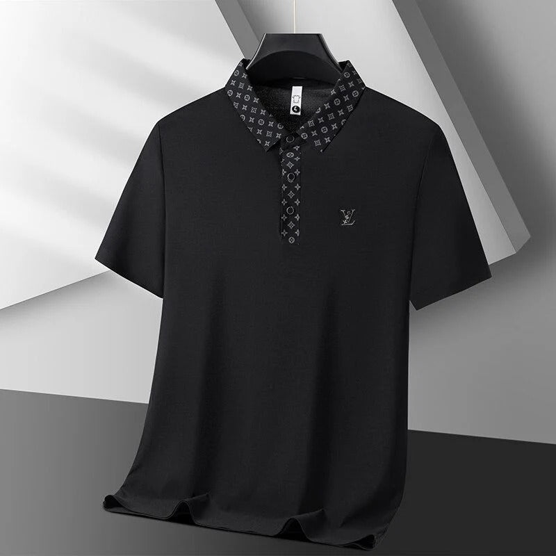 Monogram Accent Luxury White Polo T-Shirt