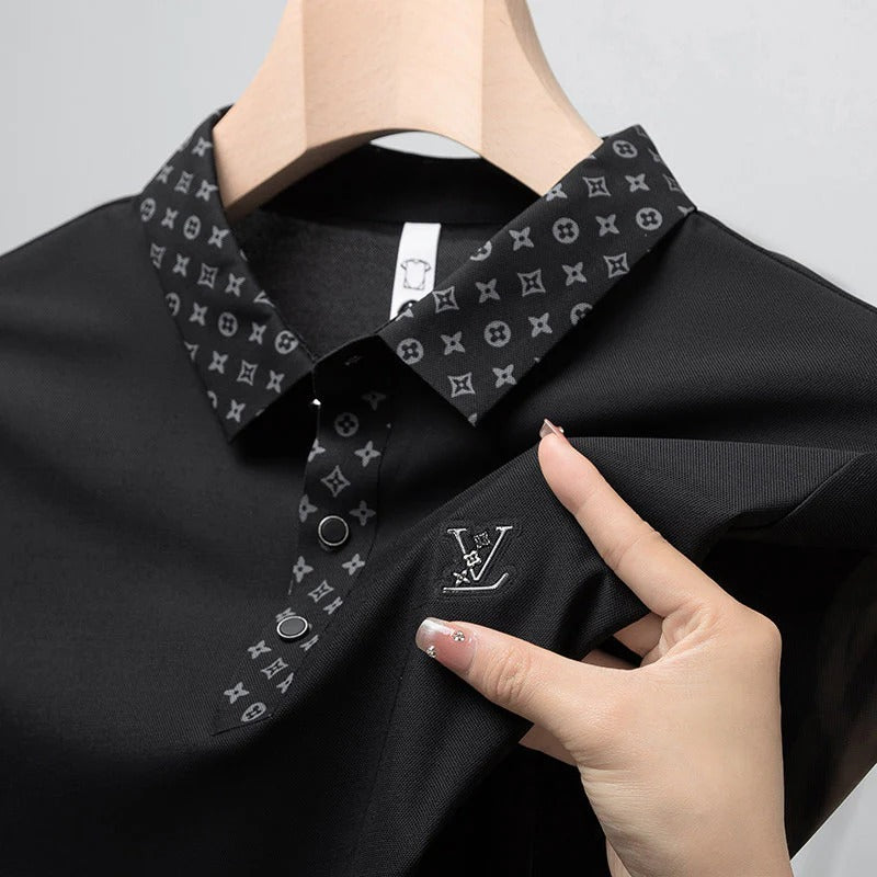 Monogram Accent Luxury White Polo T-Shirt