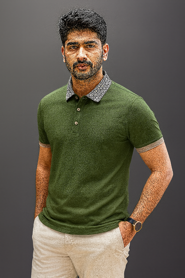 Geometric Crest Collar Polo T-Shirt – Elevate Your Everyday Style