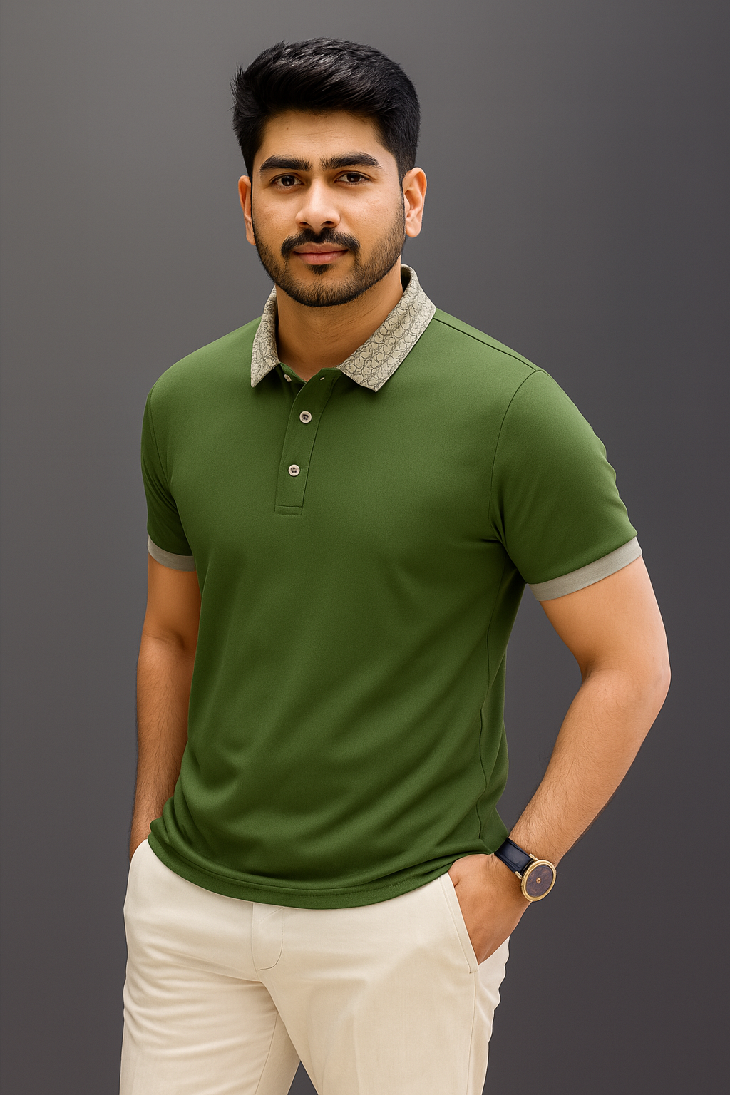 Geometric Crest Collar Polo T-Shirt – Elevate Your Everyday Style