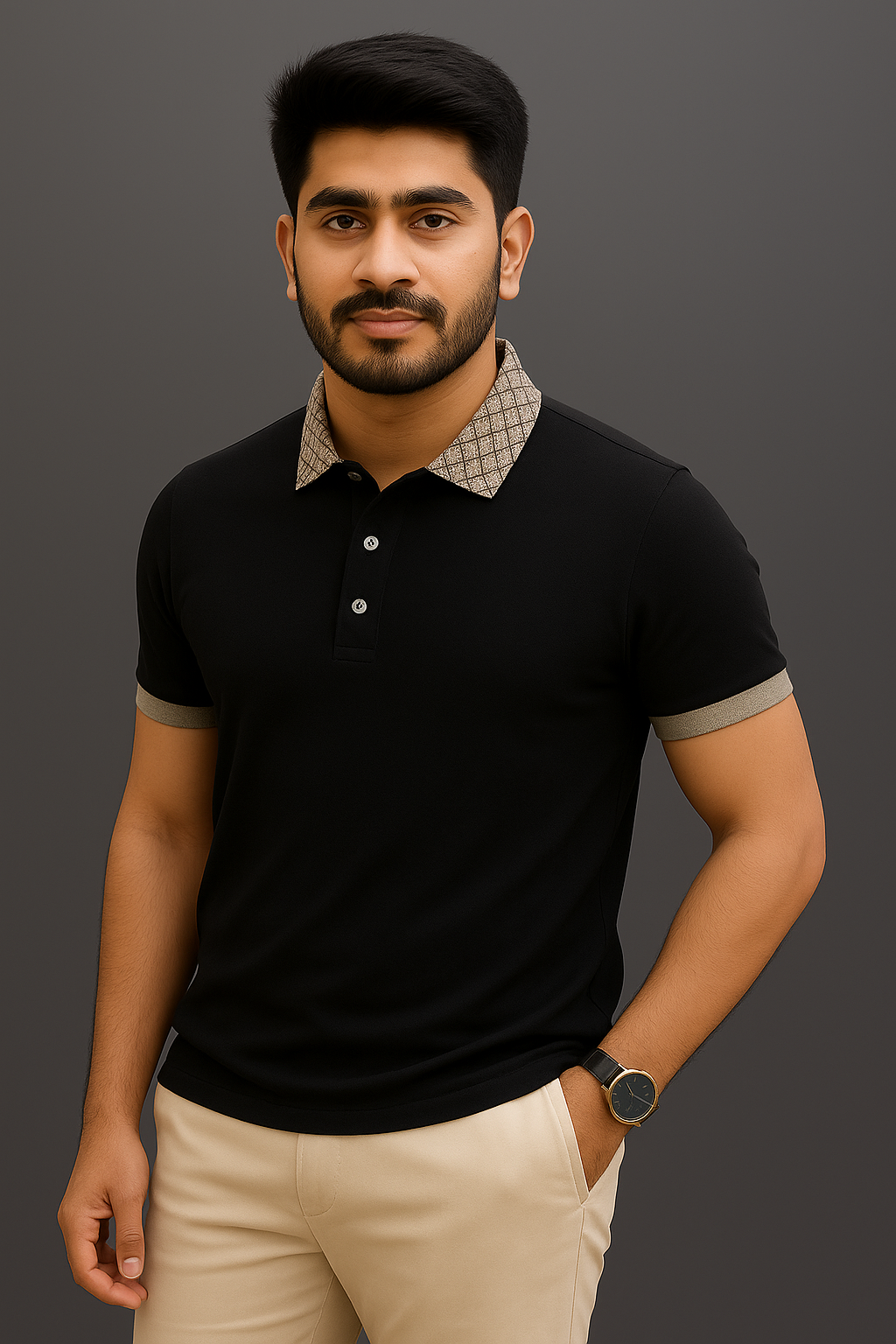 Geometric Crest Collar Polo T-Shirt – Elevate Your Everyday Style