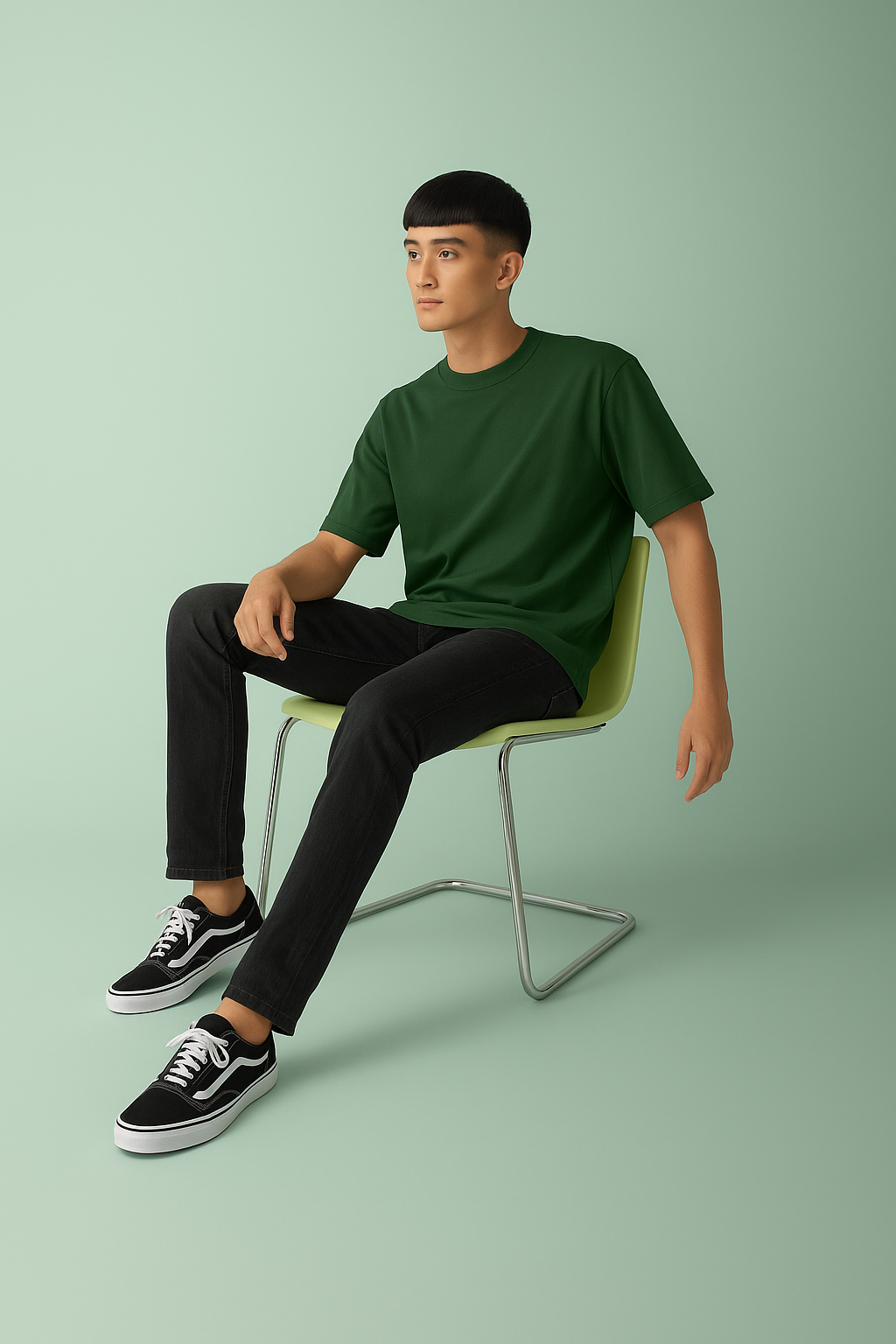 Premium Cotton Round Neck T-Shirt for Men – Olive Green | Yansa