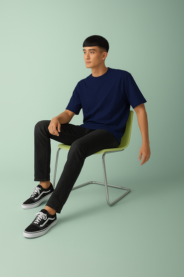 Premium Cotton Round Neck T-Shirt for Men – Navy Blue | Yansa