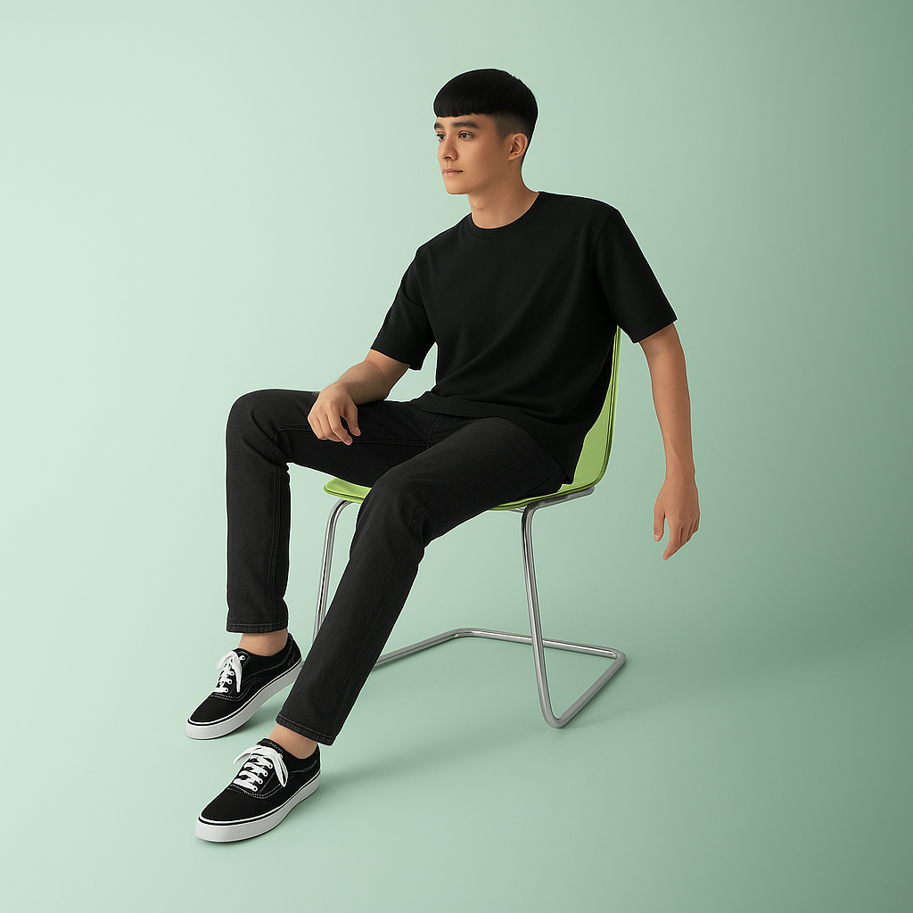 Premium Cotton Round Neck T-Shirt for Men – Black | Yansa