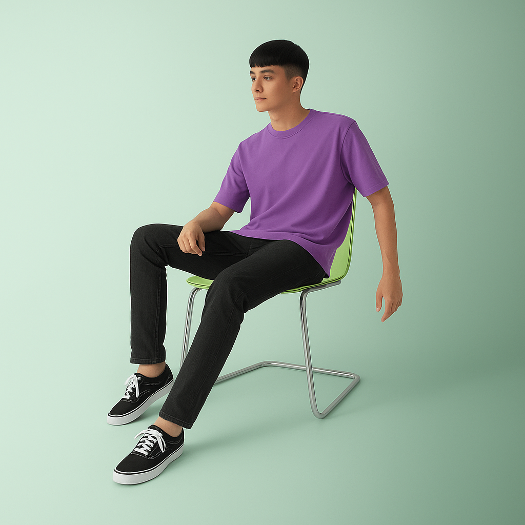 Premium Cotton Round Neck T-Shirt for Men – Purple | Yansa