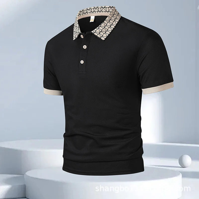 Geometric Crest Collar Polo T-Shirt – Elevate Your Everyday Style
