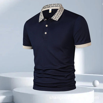 Geometric Crest Collar Polo T-Shirt – Elevate Your Everyday Style